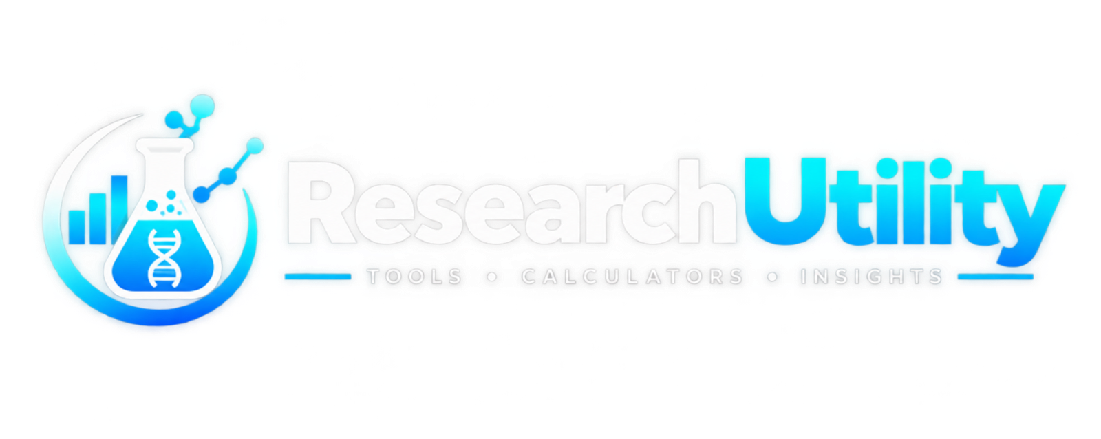 ResearchUtility logo with laboratory flask icon and blue and teal branding
