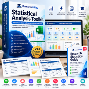 ResearchUtility Statistical Analysis Toolkit V3.0 with Excel statistical workbook and Research Statistics Guide